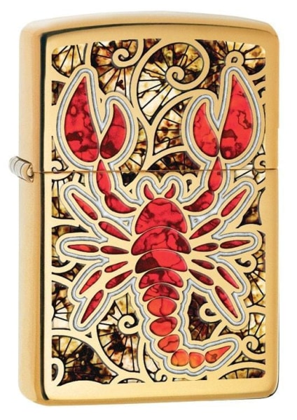 Zippo Lighter - Scorpion Shell High Polish Brass