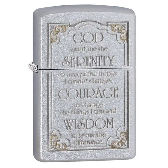 Zippo Lighter - Serenity Prayer Satin Chrome