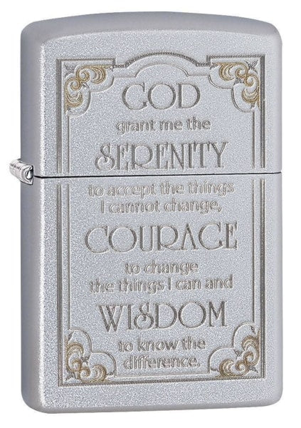 Zippo Lighter - Serenity Prayer Satin Chrome