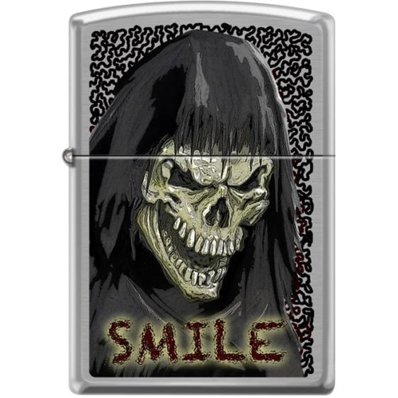 Zippo Lighter - Skull Smile Brushed Chrome