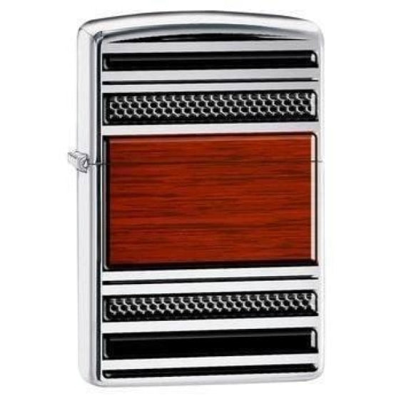 Zippo Lighter - Wood Pipe Emblem High Polish Chrome