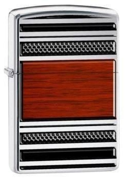 Zippo Lighter - Wood Pipe Emblem High Polish Chrome