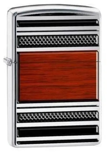Zippo Lighter - Wood Pipe Emblem High Polish Chrome