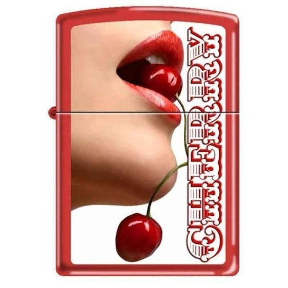 Zippo Lighter - Talented Cherry Girl Red Matte