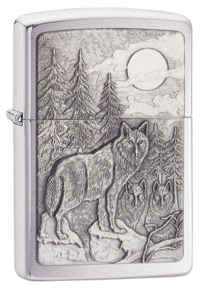 Zippo Lighter - Timberwolves Emblem Brushed Chrome