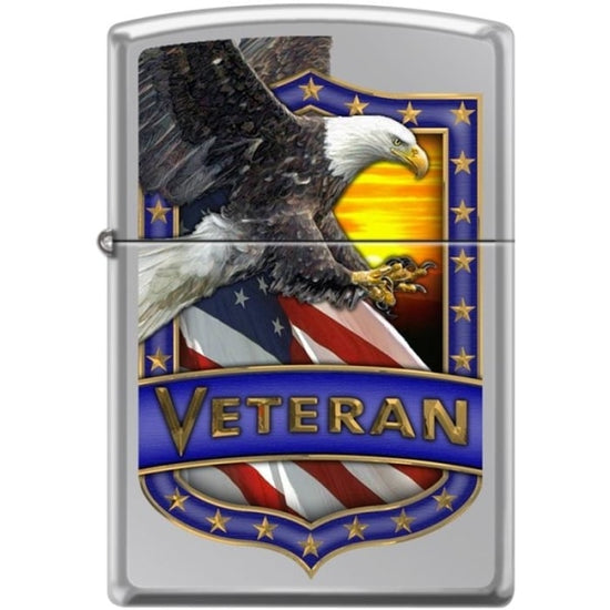 Zippo Lighter - Veteran - Eagle Hi Polish Chrome
