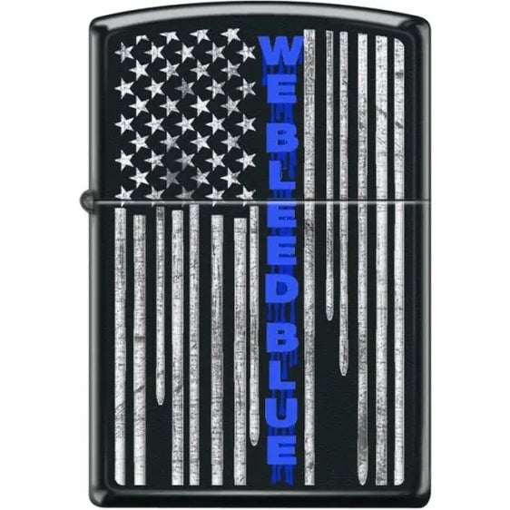 Zippo Lighter - We Bleed Blue Black Matte - Lighter USA