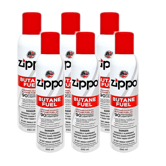 Zippo Butane Fuel 9.8 fl oz - 6 Pack