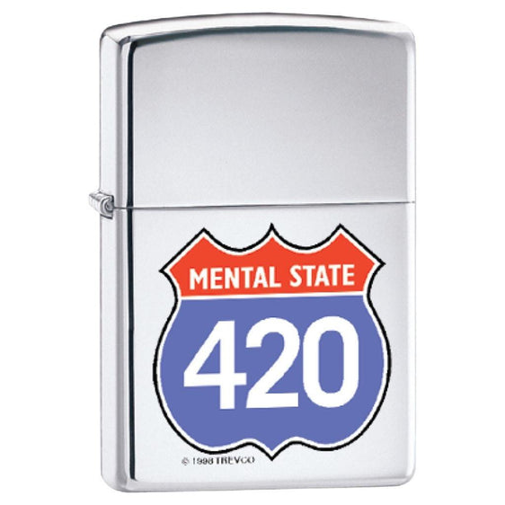 Zippo Lighter - Mental State 420 High Polish Chrome