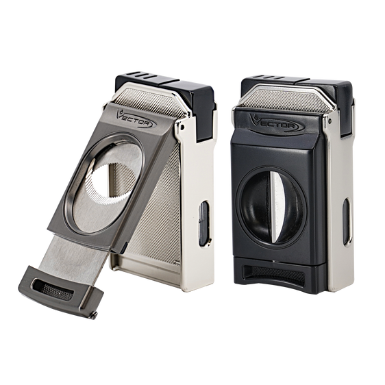 
Vector Switch Double Flame Torch Lighter with Cigar Cutter - Nickle Satin