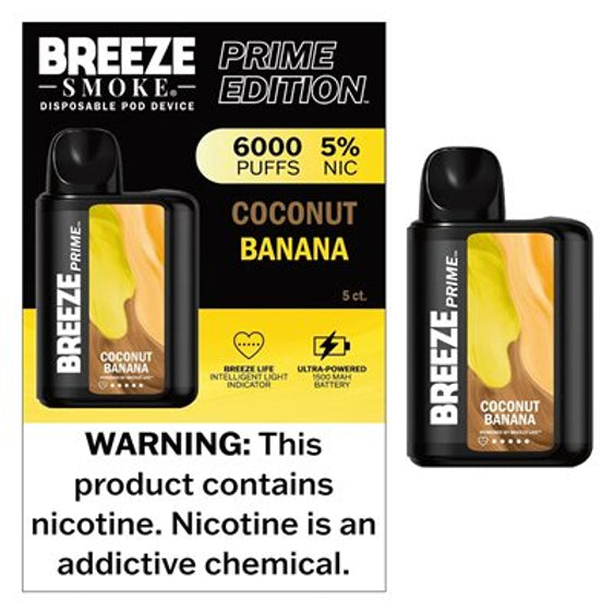
Breeze Prime Disposable Vape - 6000 Puffs - Coconut Banana
