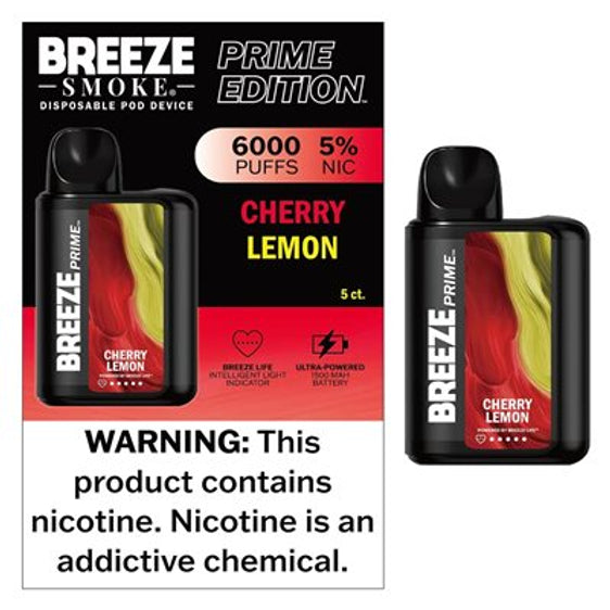 
Breeze Prime Disposable Vape - 6000 Puffs - Cherry Lemon