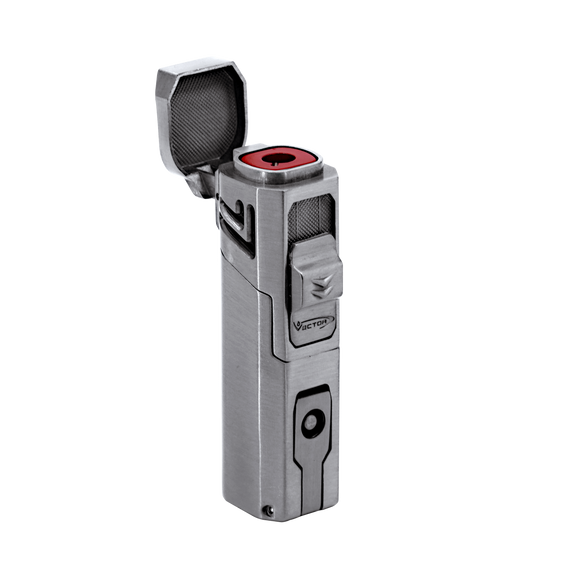
Vector Caliper Single Flame Torch Lighter with Cigar Punch - Nickle Satin