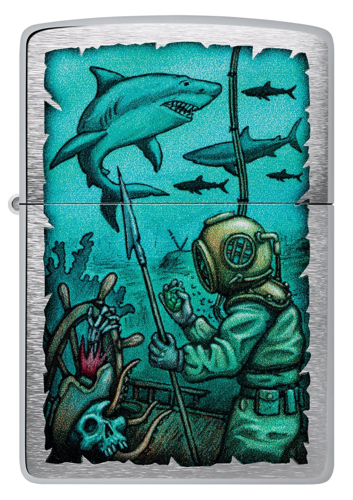 シャーク　ジッポー Zippo Guy Harvey Shark Design Street Chrome Windproof