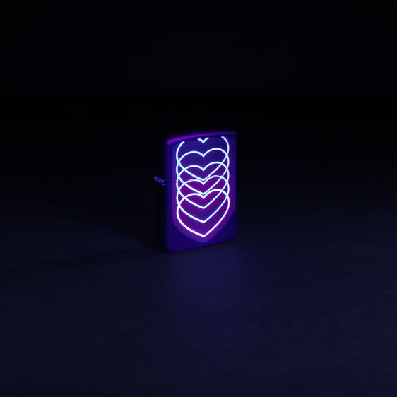 
Zippo Lighter - Black Light Hearts