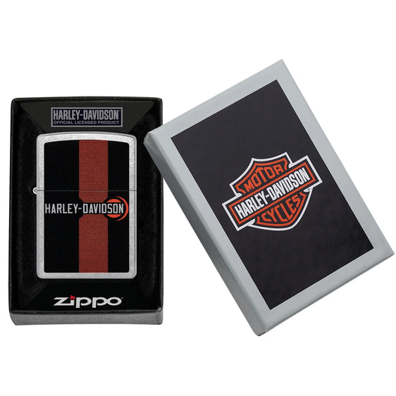 
Zippo Lighter - Harley Davidson Race Stripes w/ Logo