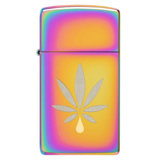 
Zippo Lighter - Multi Color Slim Cannabis Leaf