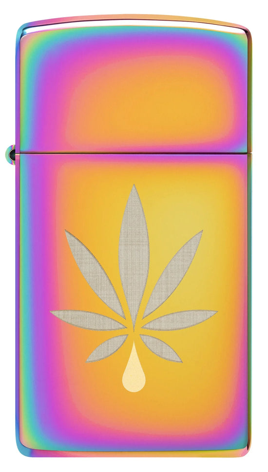 Zippo Lighter - Multi Color Slim Cannabis Leaf