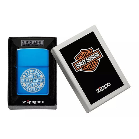
Zippo Lighter - Harley Davidson High Polish Blue