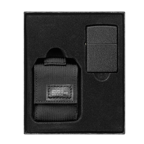Zippo Tactical Pouch and Black Crackle® Windproof Lighter Gift Set