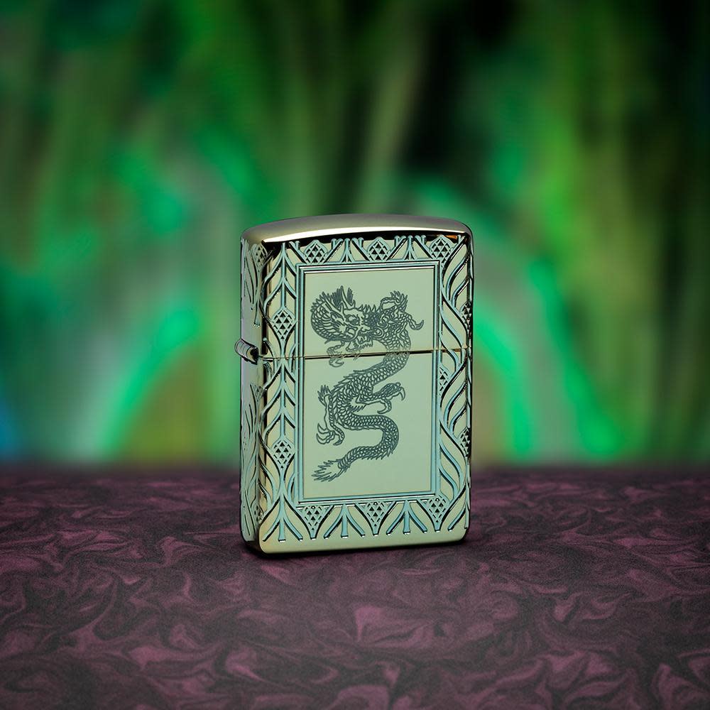 Zippo Lighter – Art Deco Carved Dragon Armor | Lighter USA