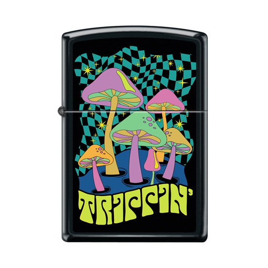 Zippo Lighter - Black Light Trippin' Mushrooms