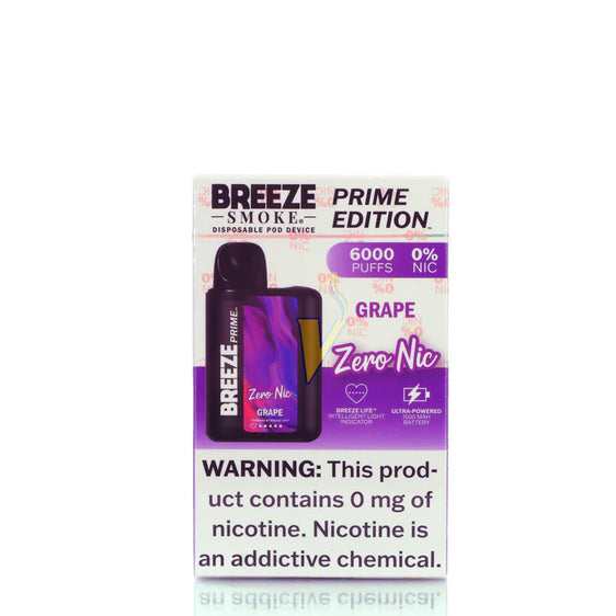 
Breeze Prime Disposable Vape - 6000 Puffs - Grape 0% Nic