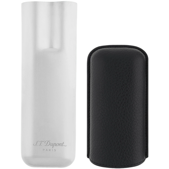 
S.T. Dupont 2-Cigar Leather Case – Black & Chrome