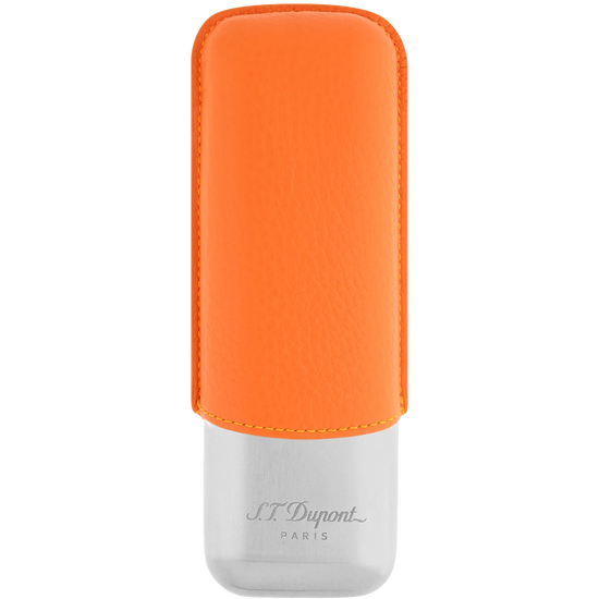 S.T. Dupont Double Cigar Case – Orange Grained & Chrome