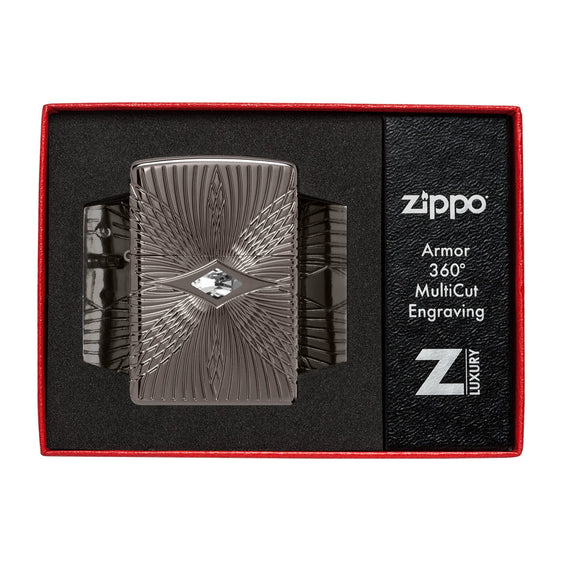 
Zippo Lighter - Symmetrical Multicut with Crystal