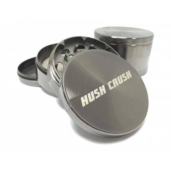 Hush Crush 2.5" 4-Piece Tiered-Towered Magnetized Herb Grinder - Gray