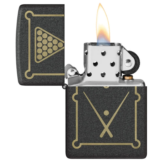 
Zippo Lighter - Billiards Table Design Black Crackle