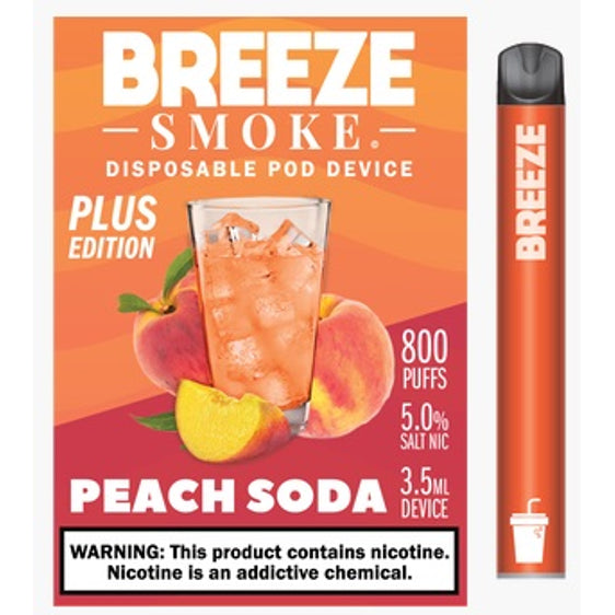 Breeze Smoke Plus - Disposable Pod Device Vape Juice Breeze Smoke Peach Soda  