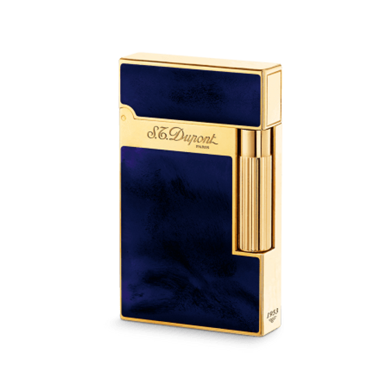 S.T. Dupont Ligne 2 Gold/Brass Finishes Lighter S.T. Dupont Dark Blue Chinese Lacquer  
