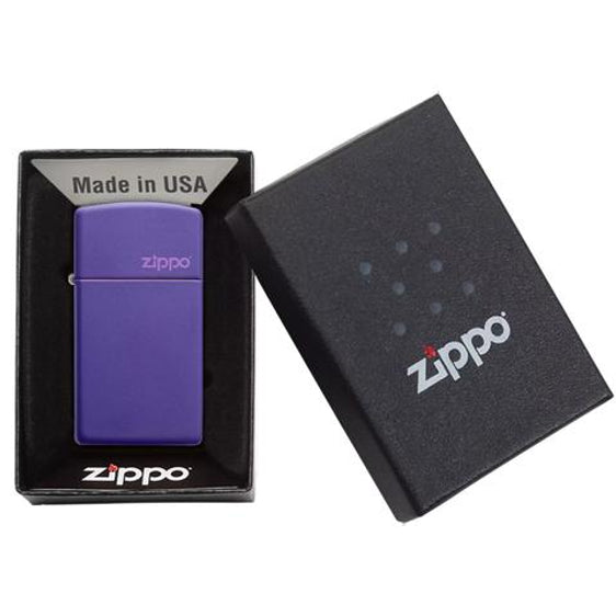 Zippo Lighter - Slim® Purple Matte Zippo Logo Zippo Zippo   