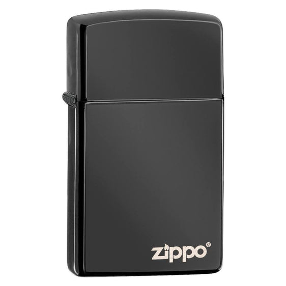 Zippo Lighter - Slim High Polish Black w/ Zippo Logo Zippo Zippo   