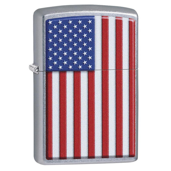 Zippo Lighter - Patriotic American Flag Street Chrome Zippo Zippo   