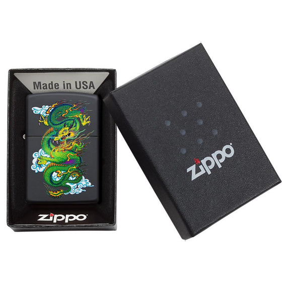 Zippo Lighter - Cloudy Dragon Black Matte Zippo Zippo   