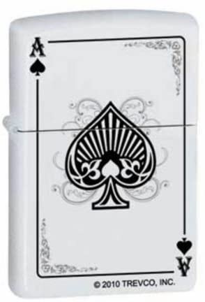 Zippo Lighter - In Spades White Matte