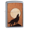 
Zippo Lighter - Woodchuck Howling Wolf Street Chrome