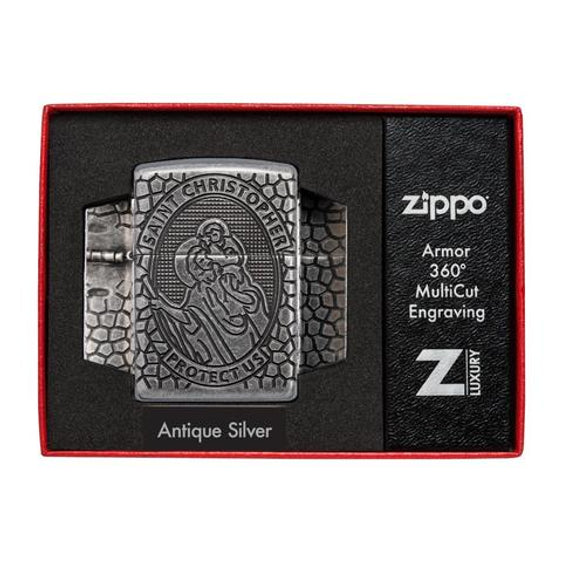 Zippo Lighter - Armor® St. Christopher Metal Design Zippo Zippo   