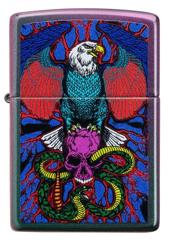 Zippo Lighter - Eagle, Snake, Skull Iridescent Design