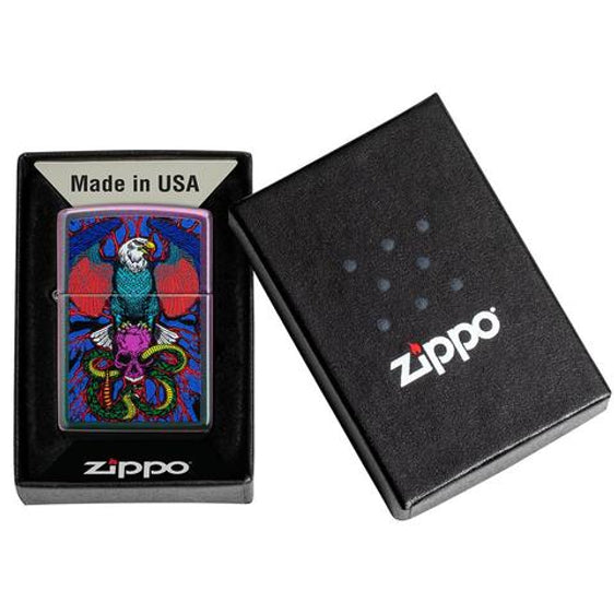 Zippo Lighter - Eagle, Snake, Skull Iridescent Design Zippo Zippo   