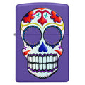 
Zippo Lighter - Day of the Dead Sugar Skull on Purple Matte Finish