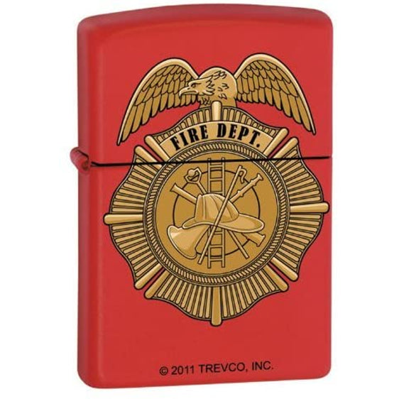 Zippo Lighter - Red Fire Dept. Badge Zippo Zippo   