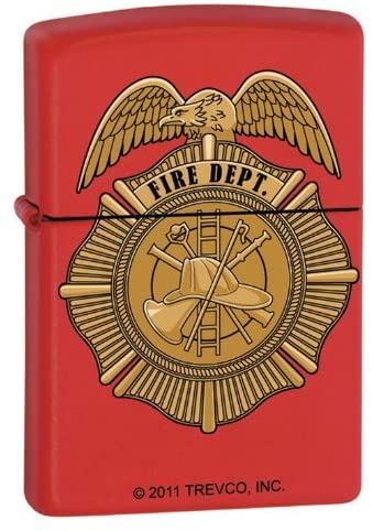 Zippo Lighter - Red Fire Dept. Badge