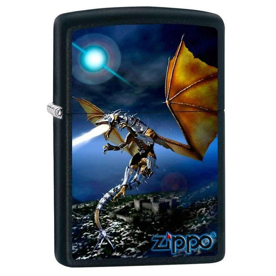 Zippo Lighter - Fire Dragon Black Matte Zippo Zippo   