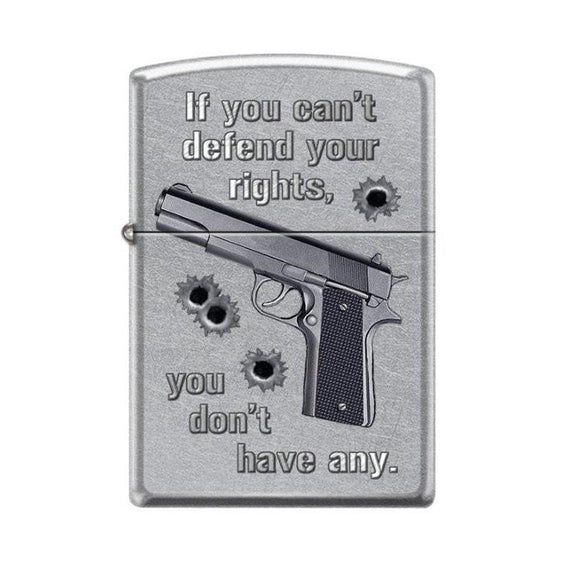 Zippo Lighter - If You Can't Defend Your Rights Street Chrome Zippo Zippo   