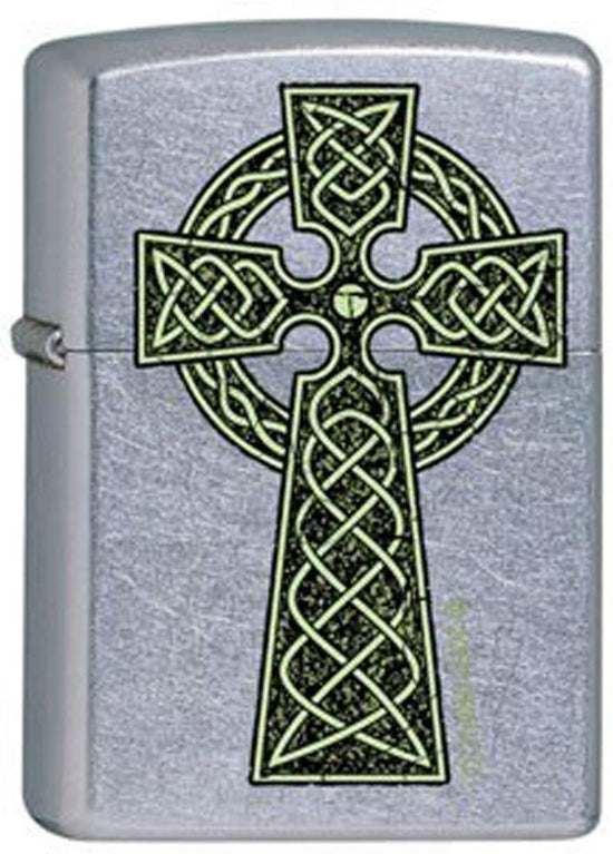 Zippo Lighter - Celtic Irish Green Knot Cross