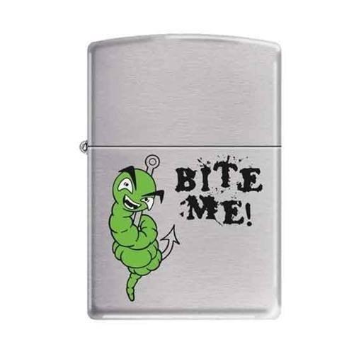 Zippo Lighter - Bite Me!  Brushed Chrome